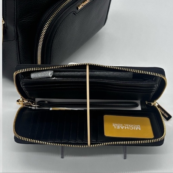 Michael Kors Medium Jaycee Backpack & Continental Wallet Wristlet Black - Picture 8 of 14